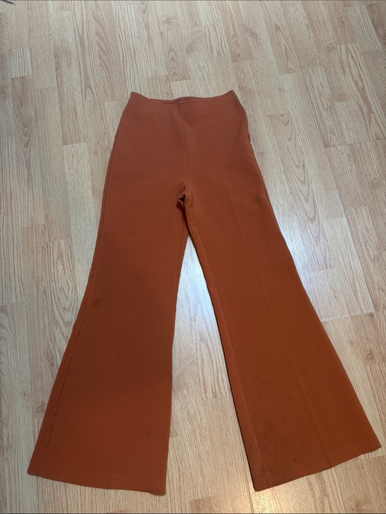 Pants - Rust Orange Flared Knit Pants